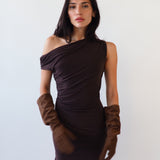 Gauntlet Gloves in Fawn Suede Lambskin - CLYDE
