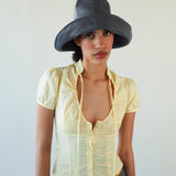 Iona Hat in Grey Flight Satin
