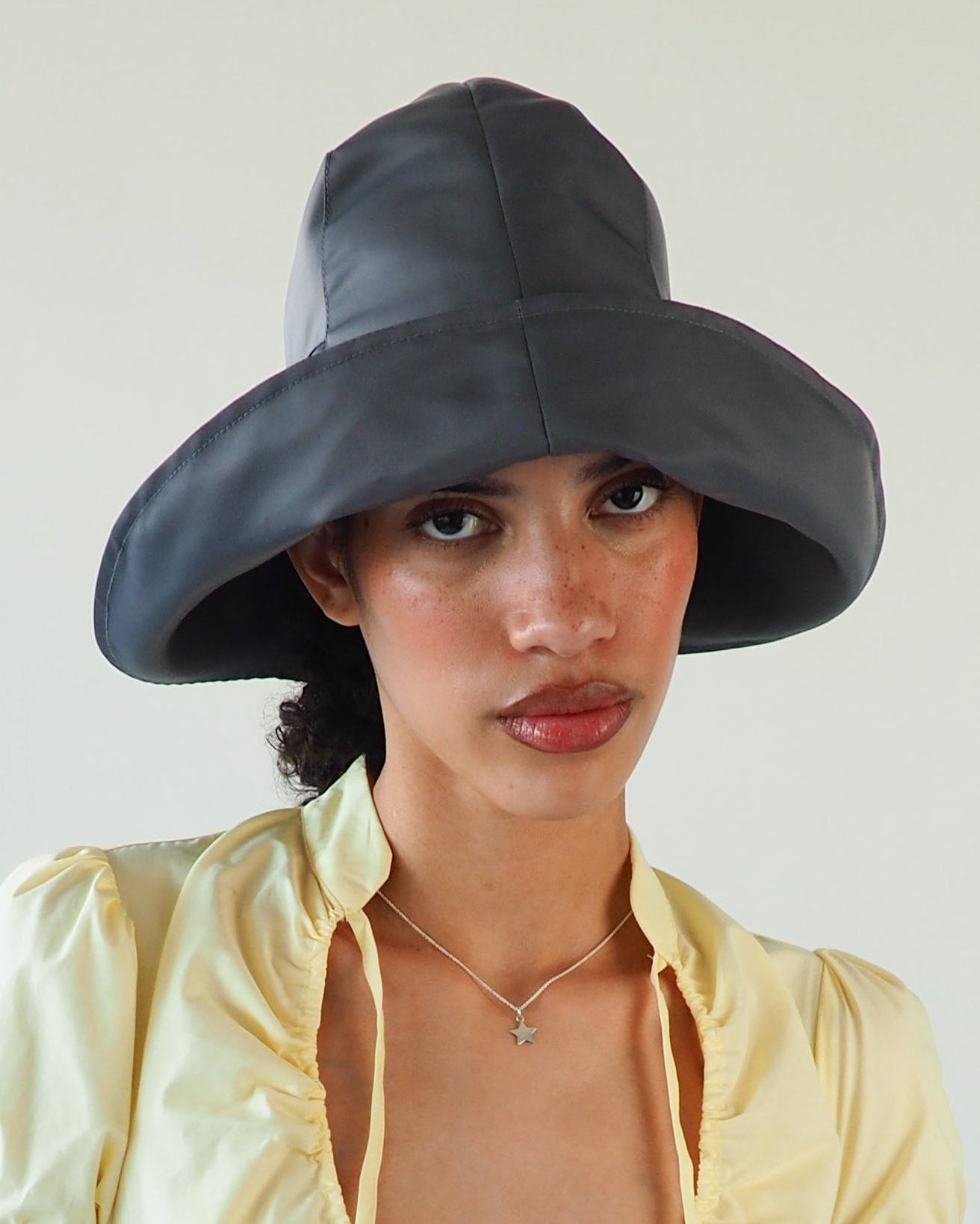 Iona Hat in Grey Flight Satin - CLYDE