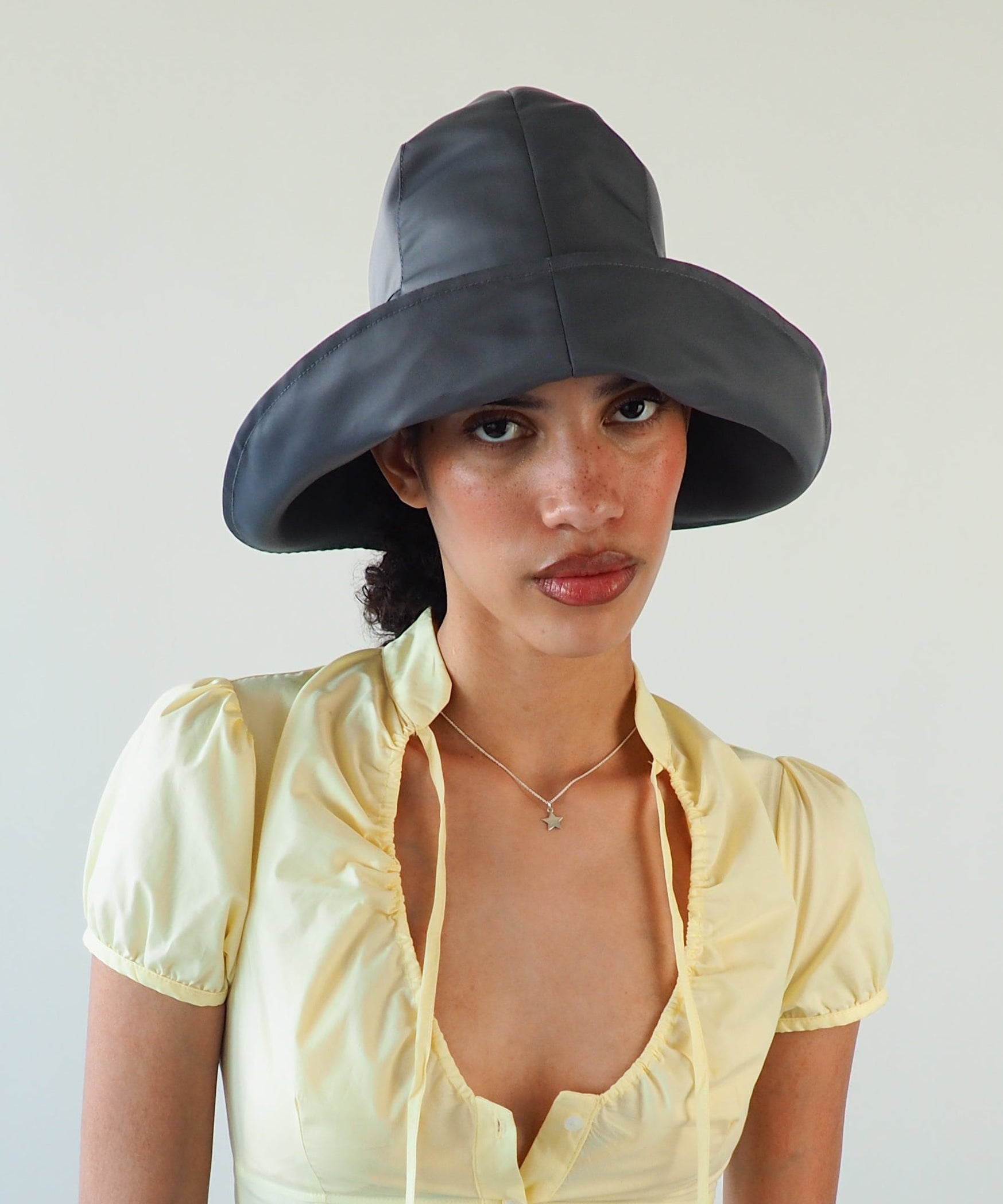 Iona Hat in Grey Flight Satin - CLYDE