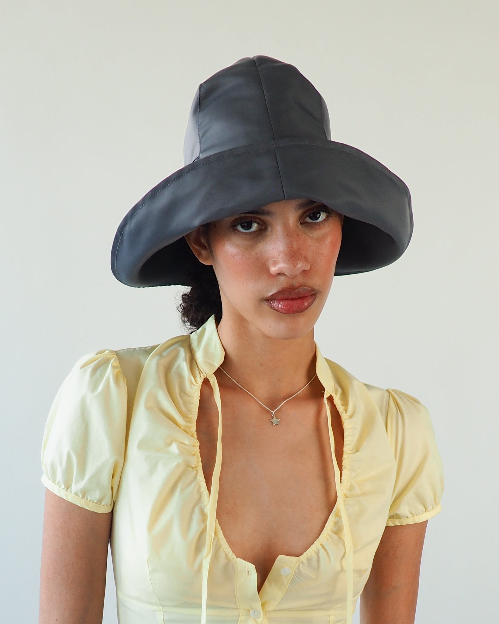 Iona Hat in Grey Flight Satin - CLYDE