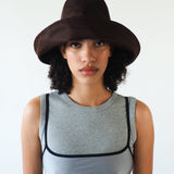Iona Hat in Espresso Flight Satin - CLYDE