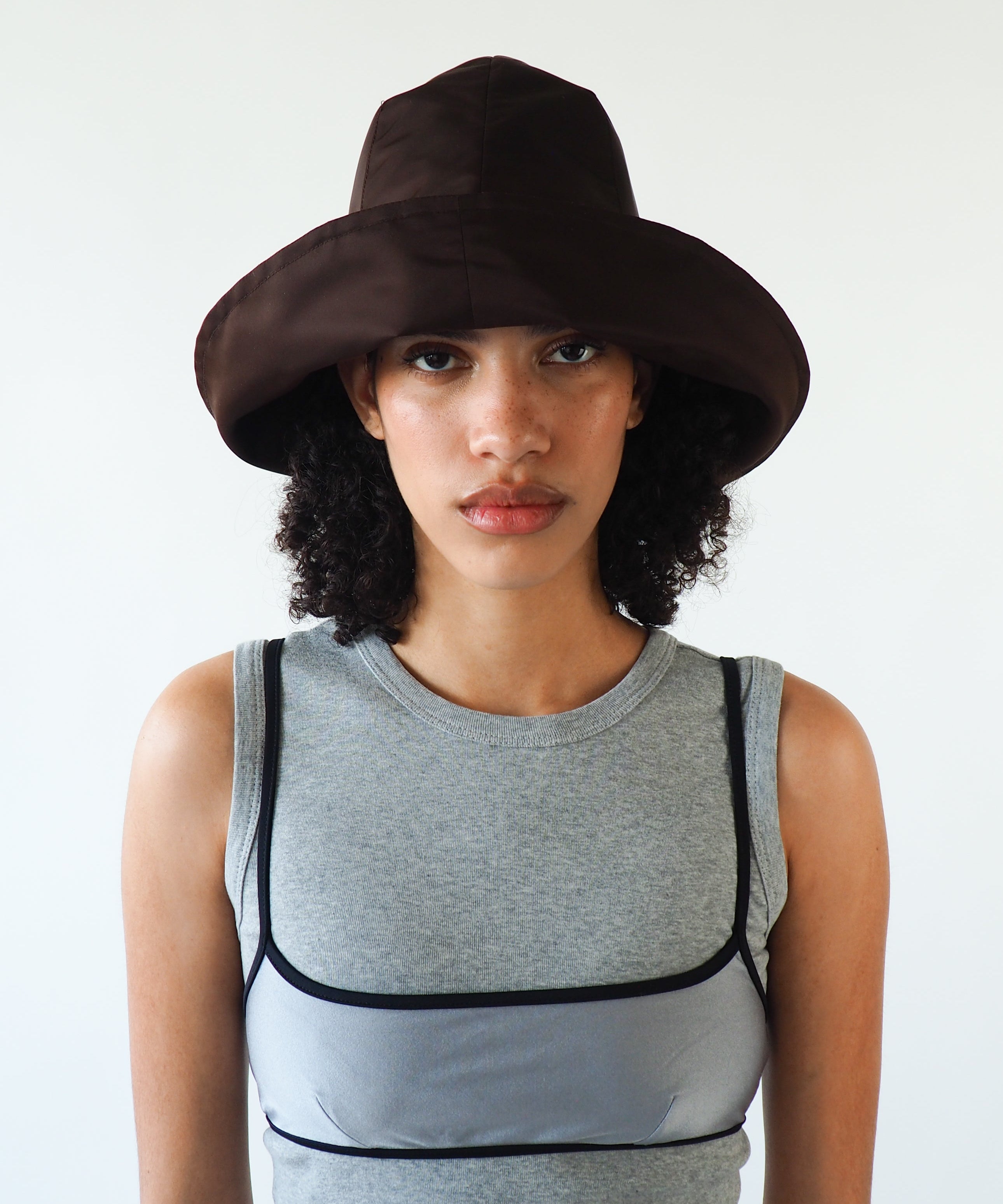 Iona Hat in Espresso Flight Satin - CLYDE