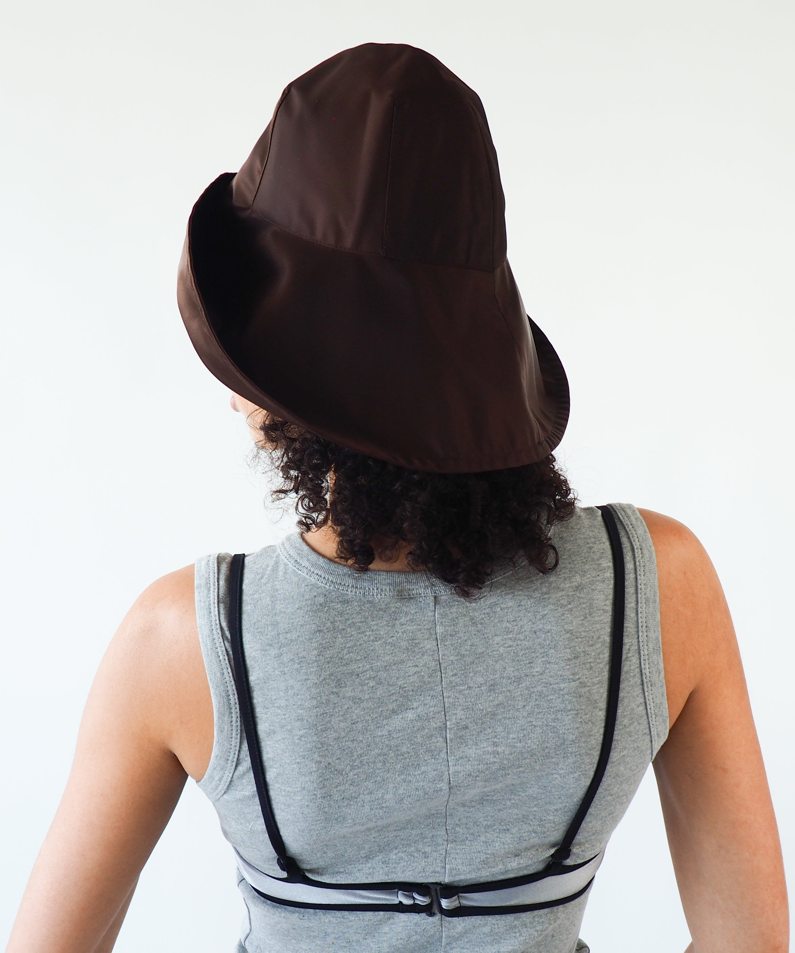 Iona Hat in Espresso Flight Satin - CLYDE