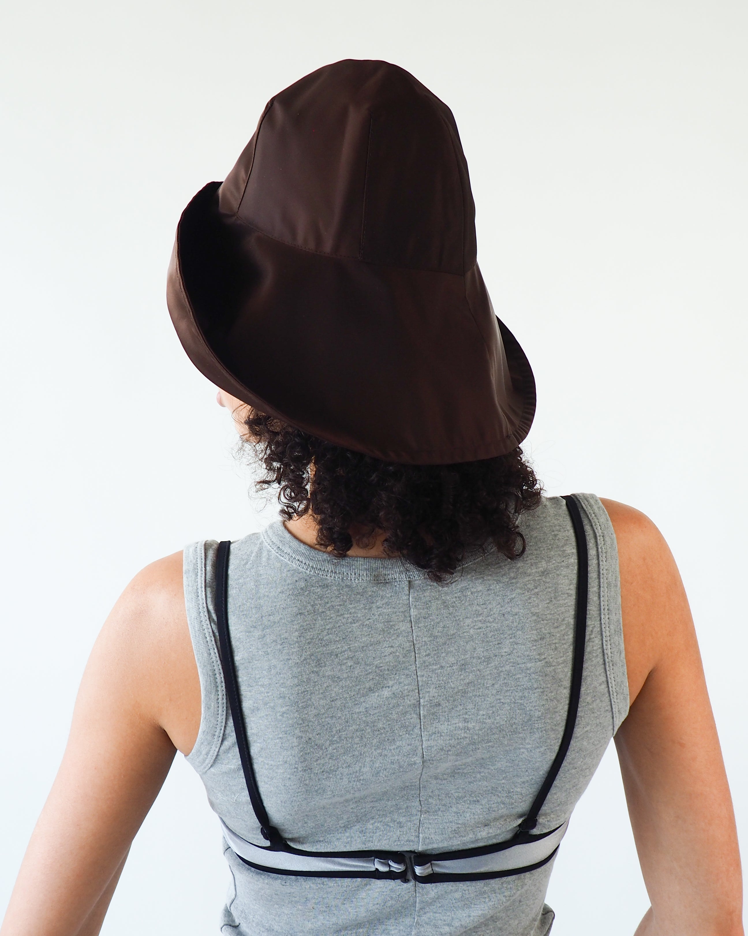 Iona Hat in Espresso Flight Satin - CLYDE