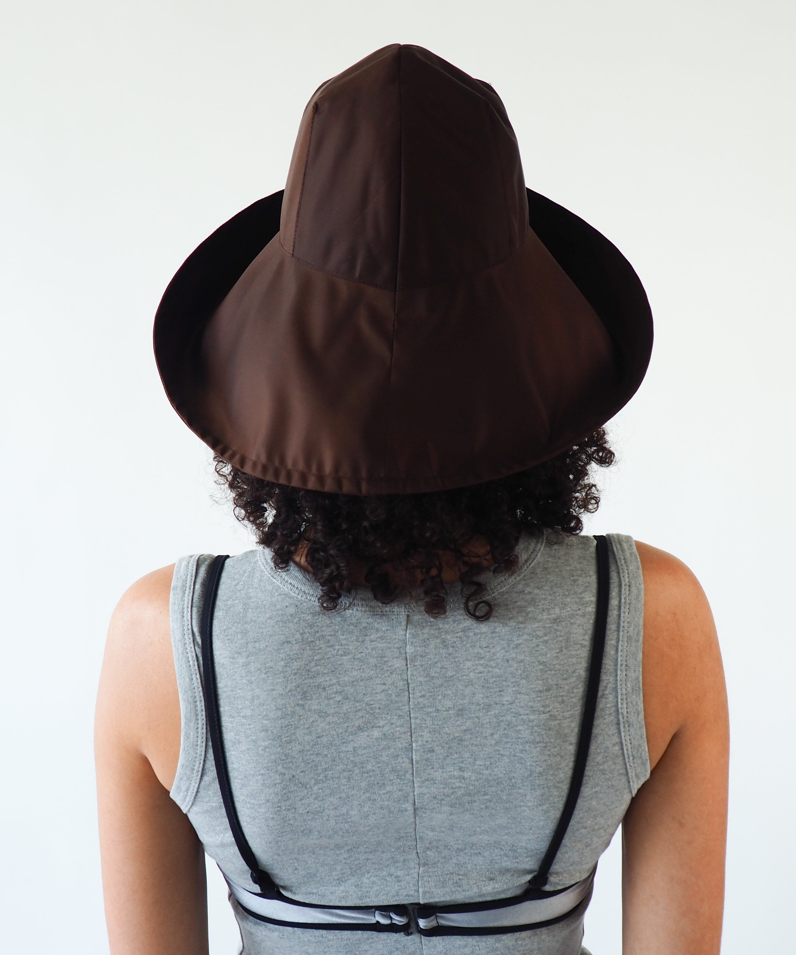 Iona Hat in Espresso Flight Satin - CLYDE