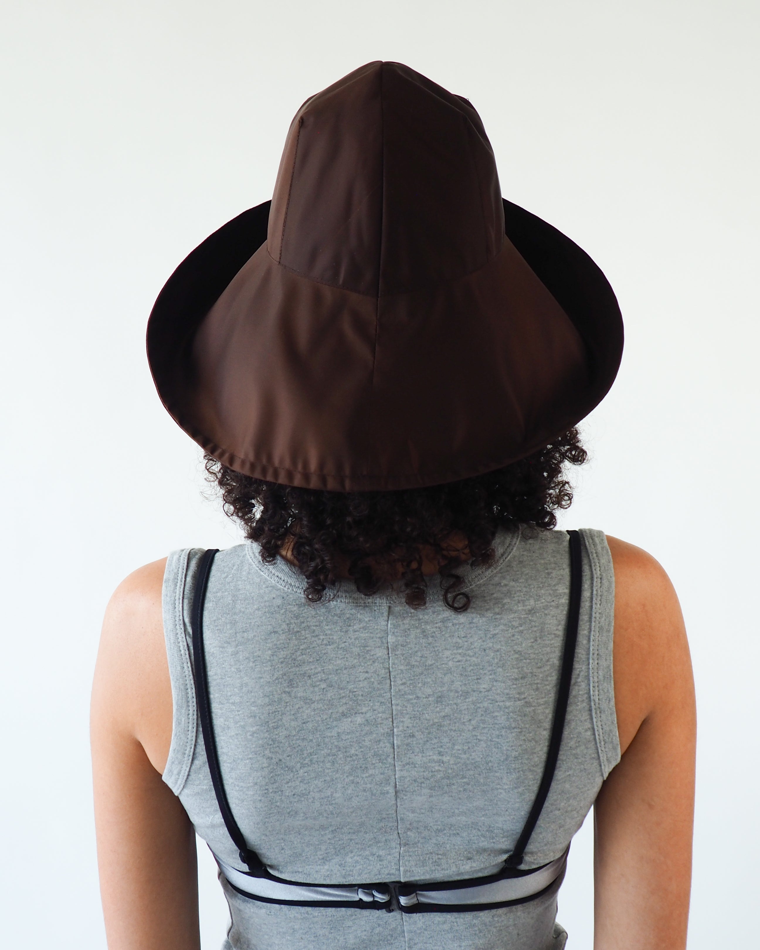 Iona Hat in Espresso Flight Satin - CLYDE