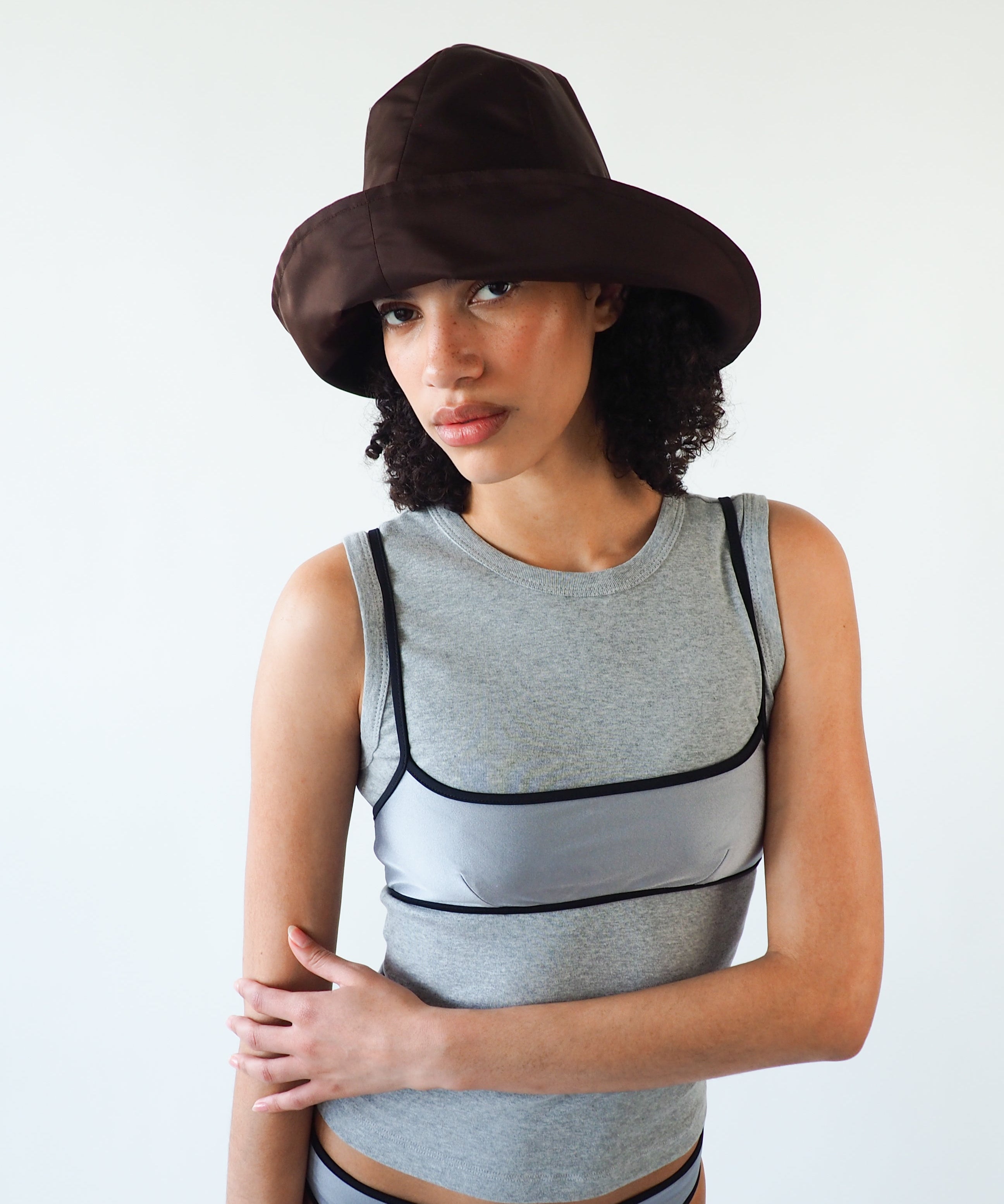 Iona Hat in Espresso Flight Satin - CLYDE