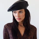 Lambskin Beret in Black - CLYDE