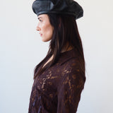 Lambskin Beret in Black - CLYDE