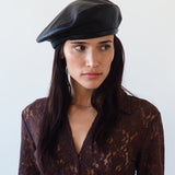 Lambskin Beret in Black - CLYDE
