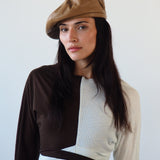 Lambskin Beret in Tan - CLYDE