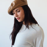 Lambskin Beret in Tan - CLYDE