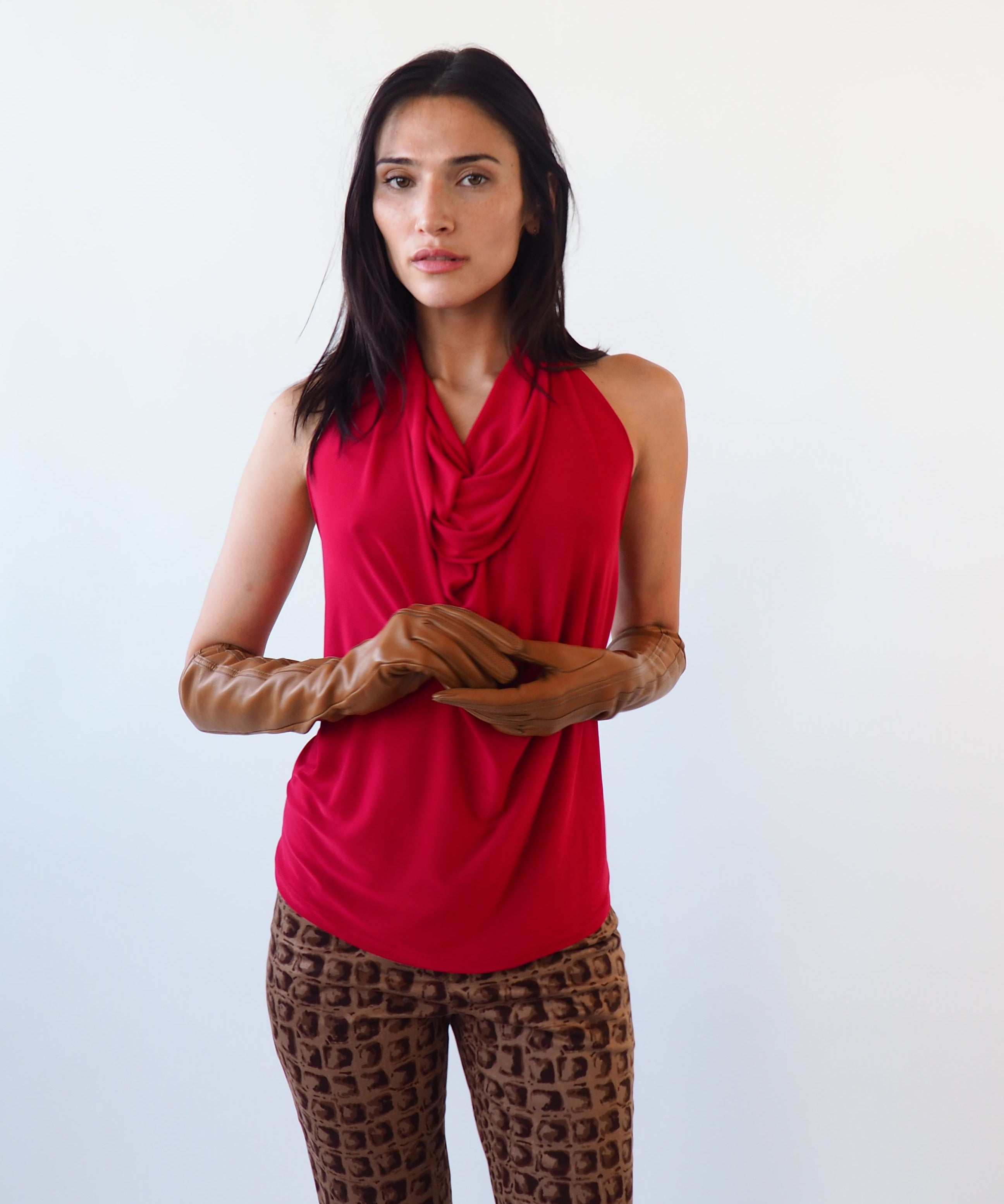 Racing Gloves in Caramel Nappa Lambskin w. Tonal Stripes - CLYDE