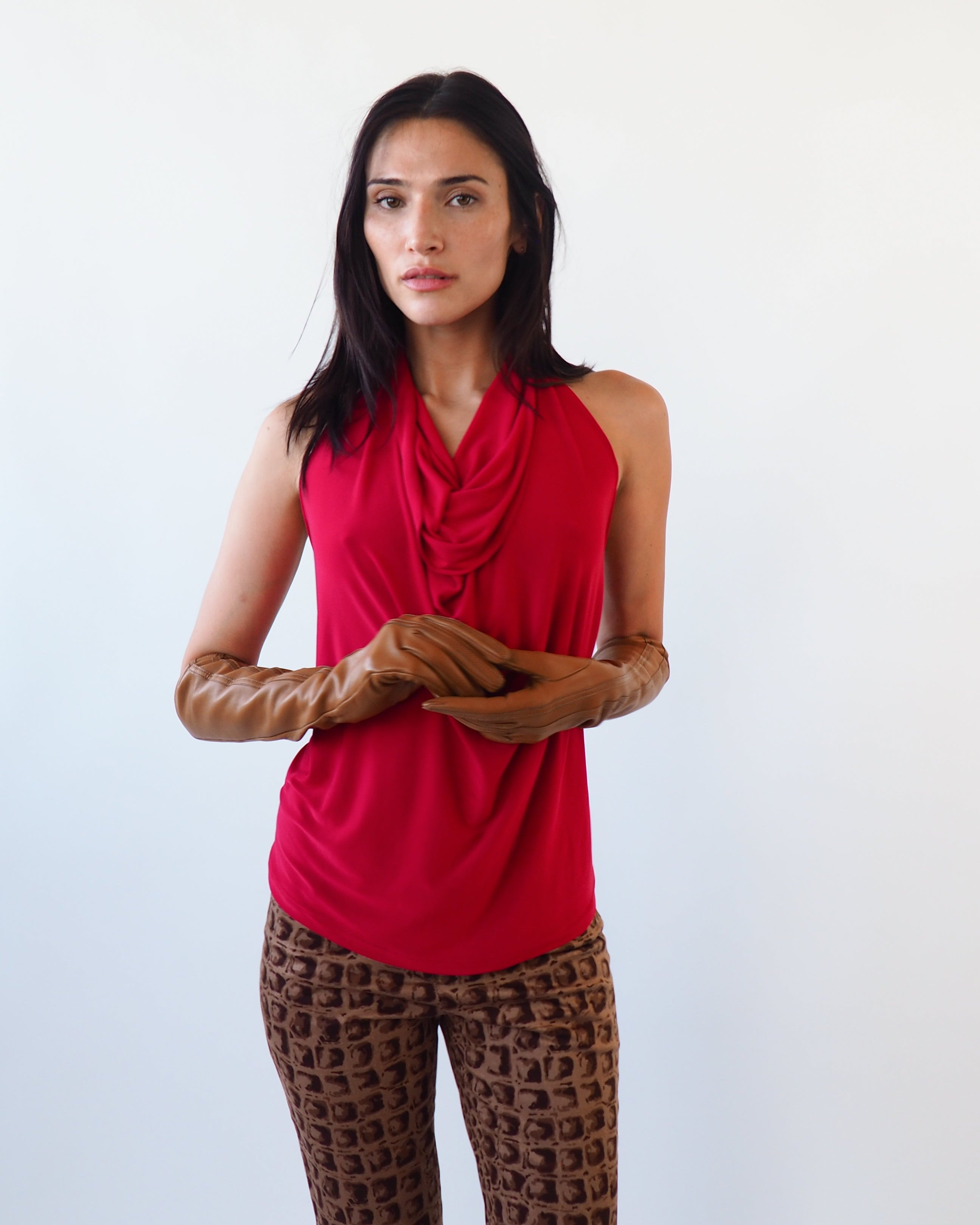 Racing Gloves in Caramel Nappa Lambskin w. Tonal Stripes - CLYDE