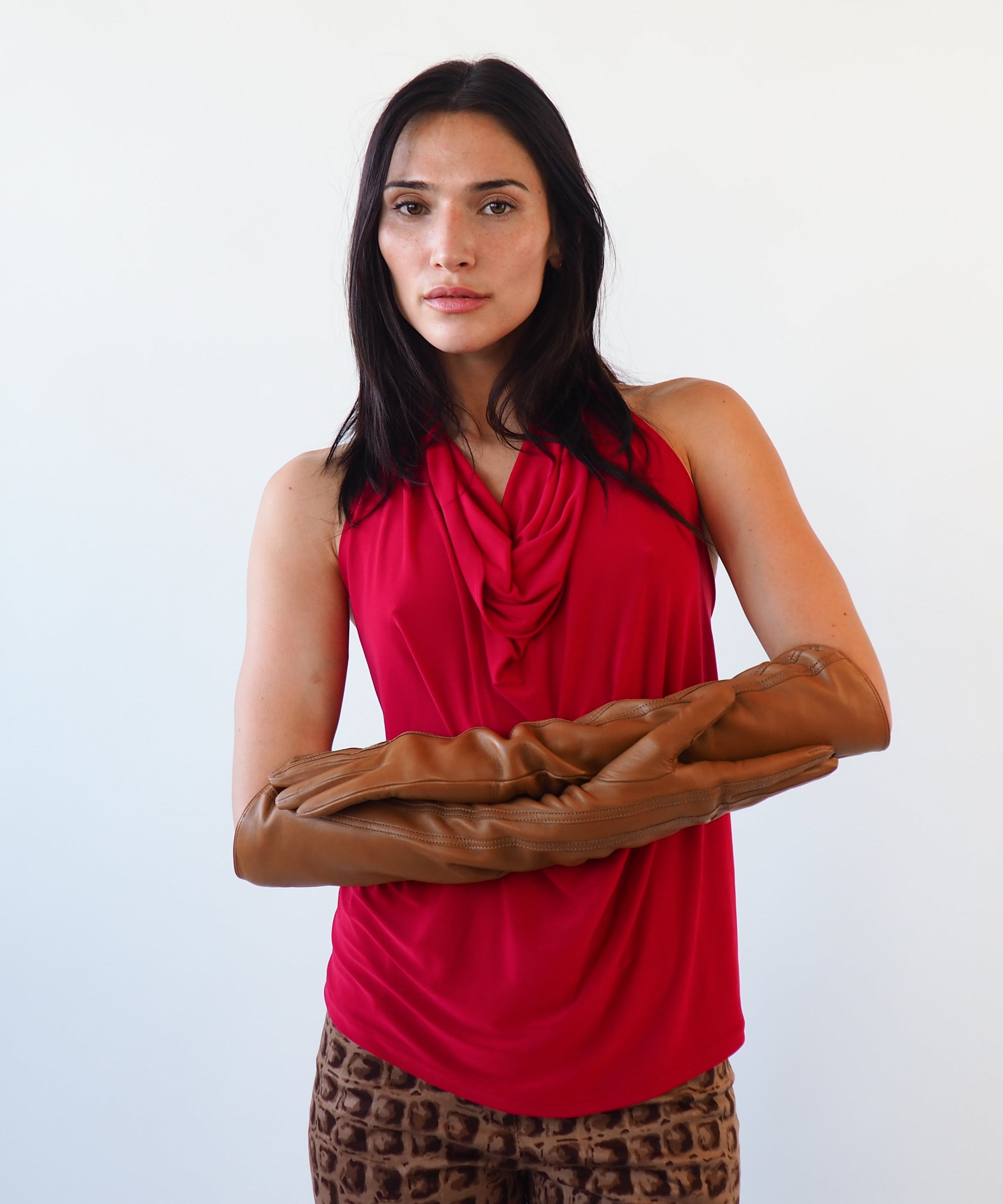 Racing Gloves in Caramel Nappa Lambskin w. Tonal Stripes - CLYDE
