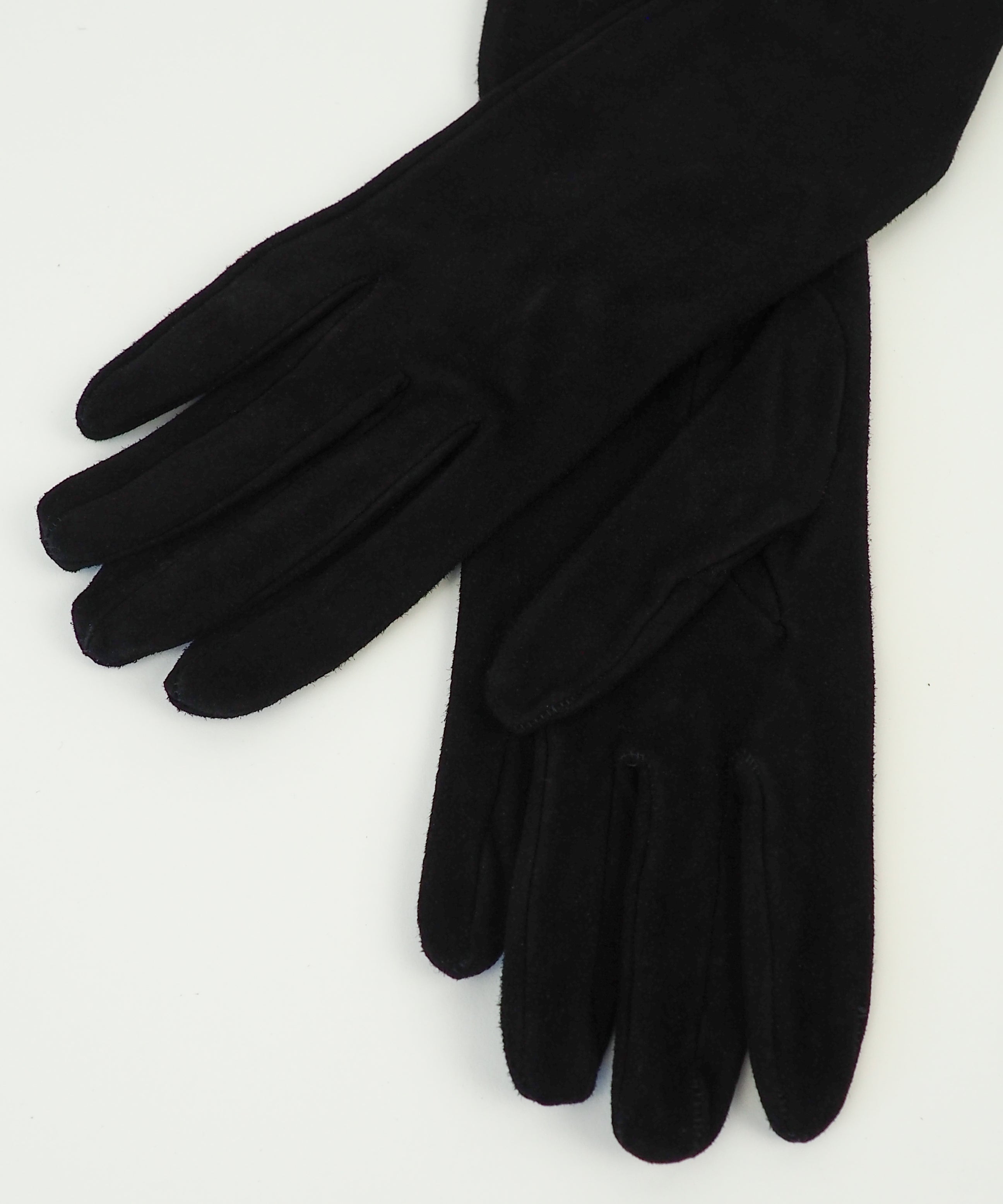 Moonlight Opera Gloves in Black Suede Lambskin - CLYDE