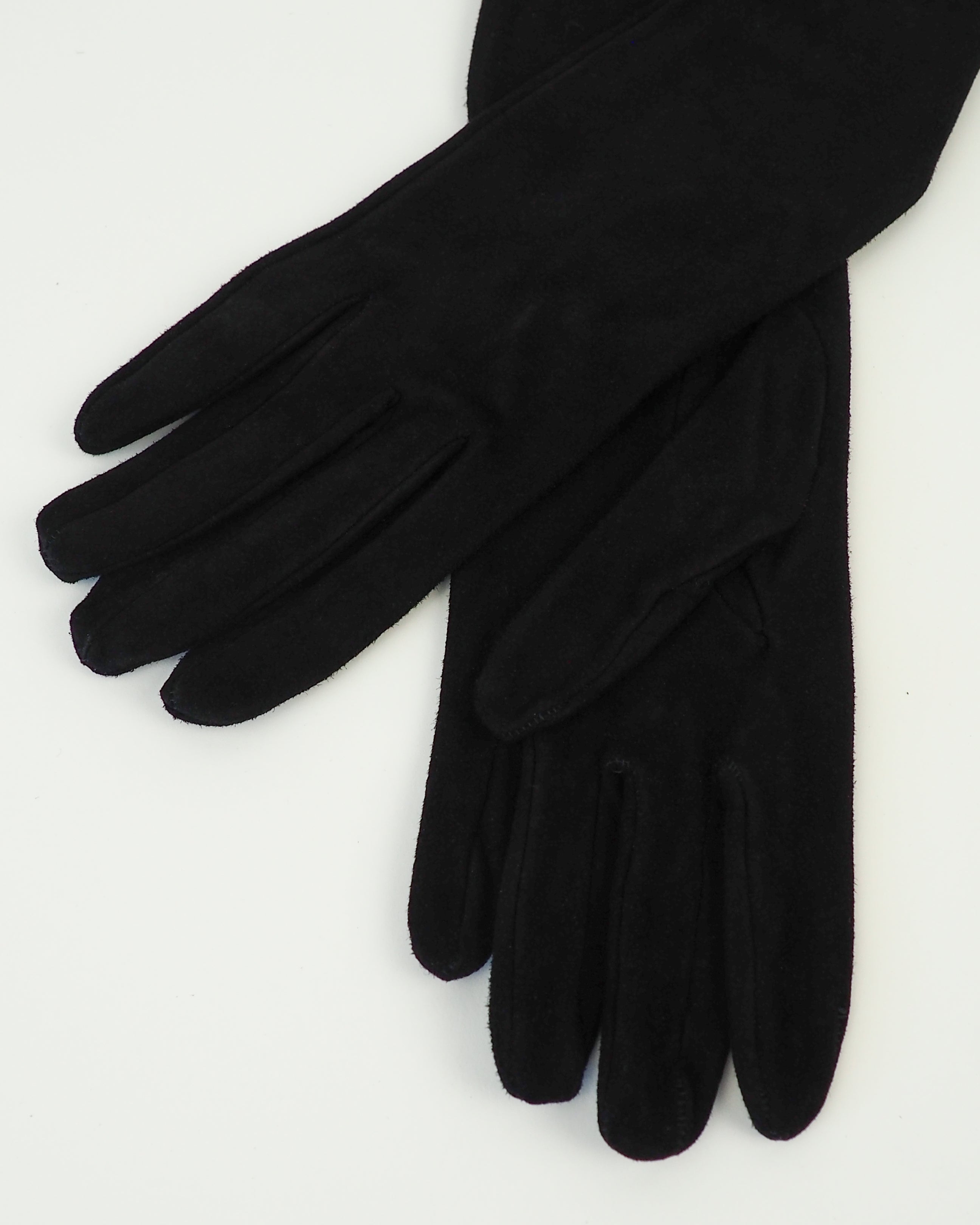 Moonlight Opera Gloves in Black Suede Lambskin - CLYDE