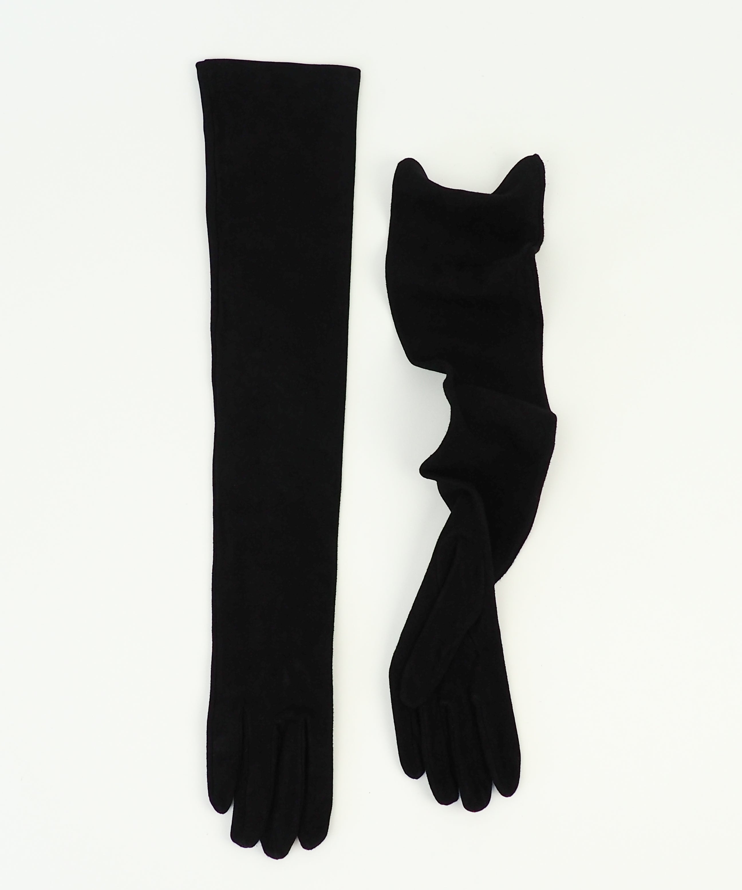 Moonlight Opera Gloves in Black Suede Lambskin - CLYDE