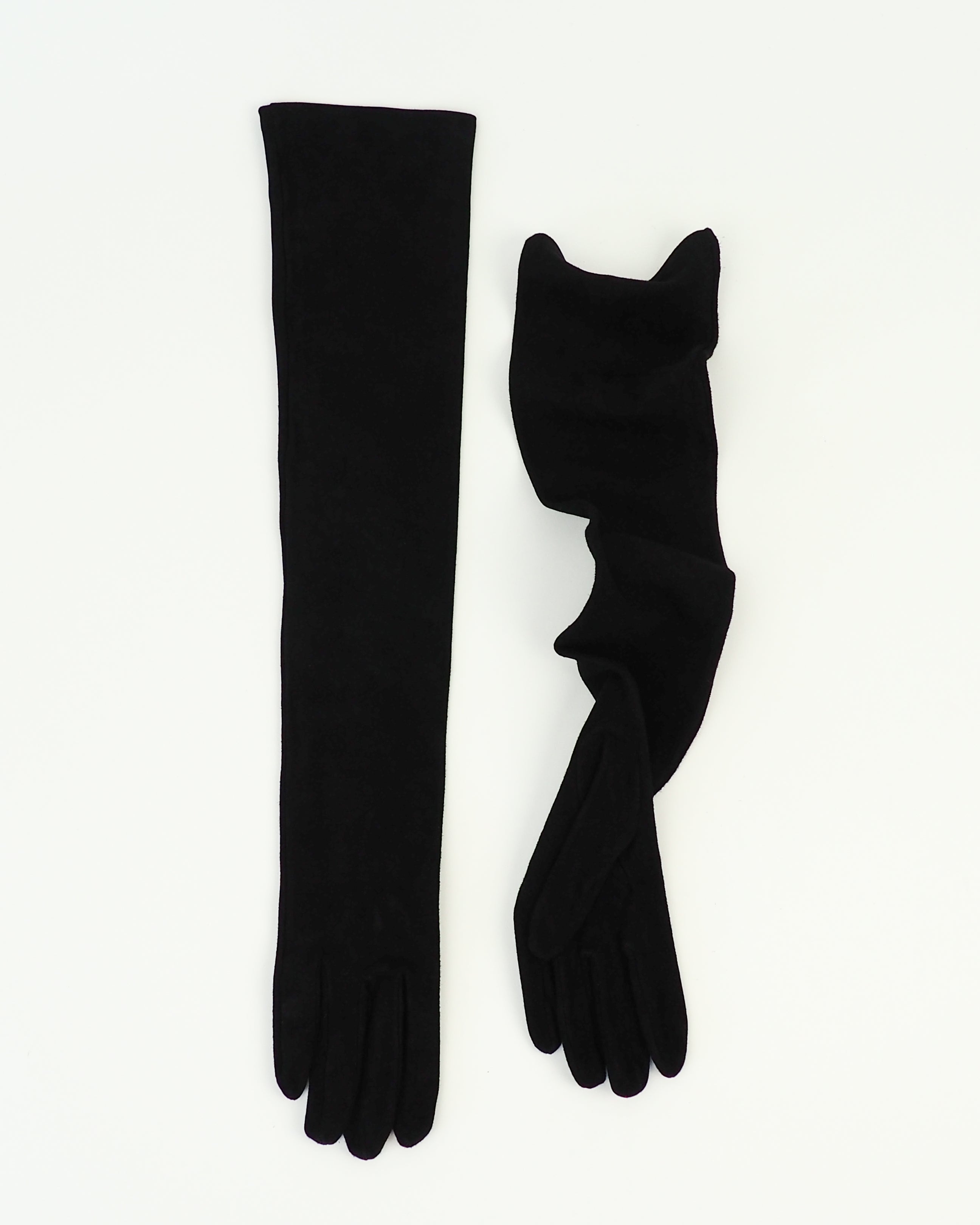 Moonlight Opera Gloves in Black Suede Lambskin - CLYDE