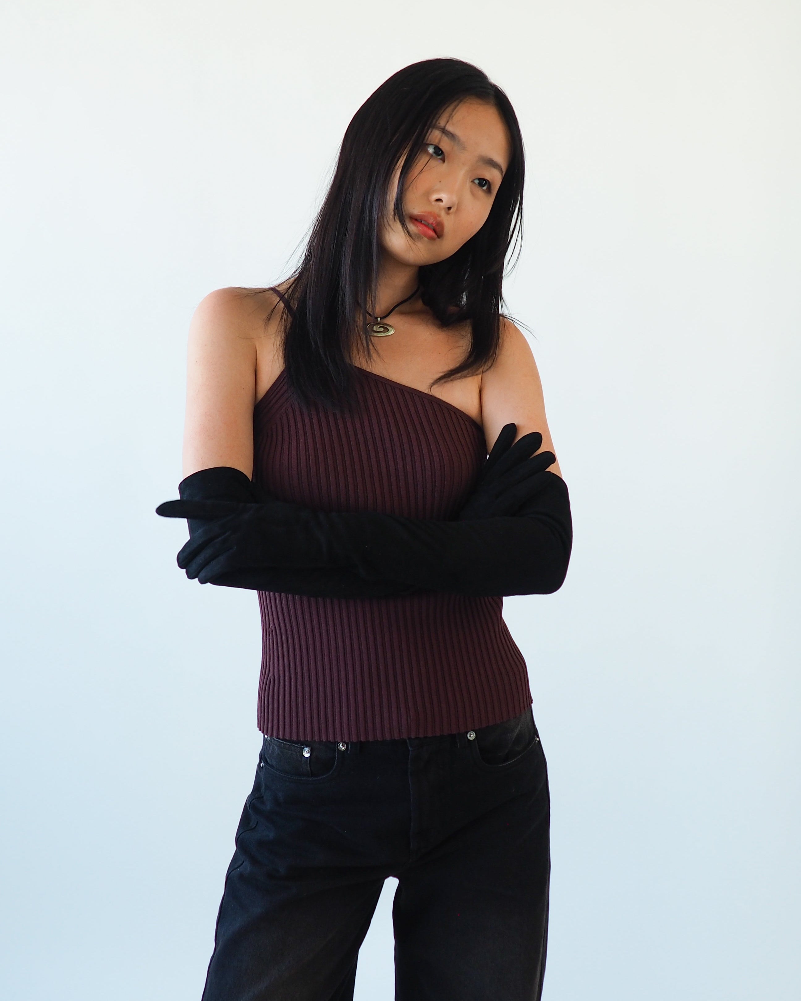 Moonlight Opera Gloves in Black Suede Lambskin - CLYDE