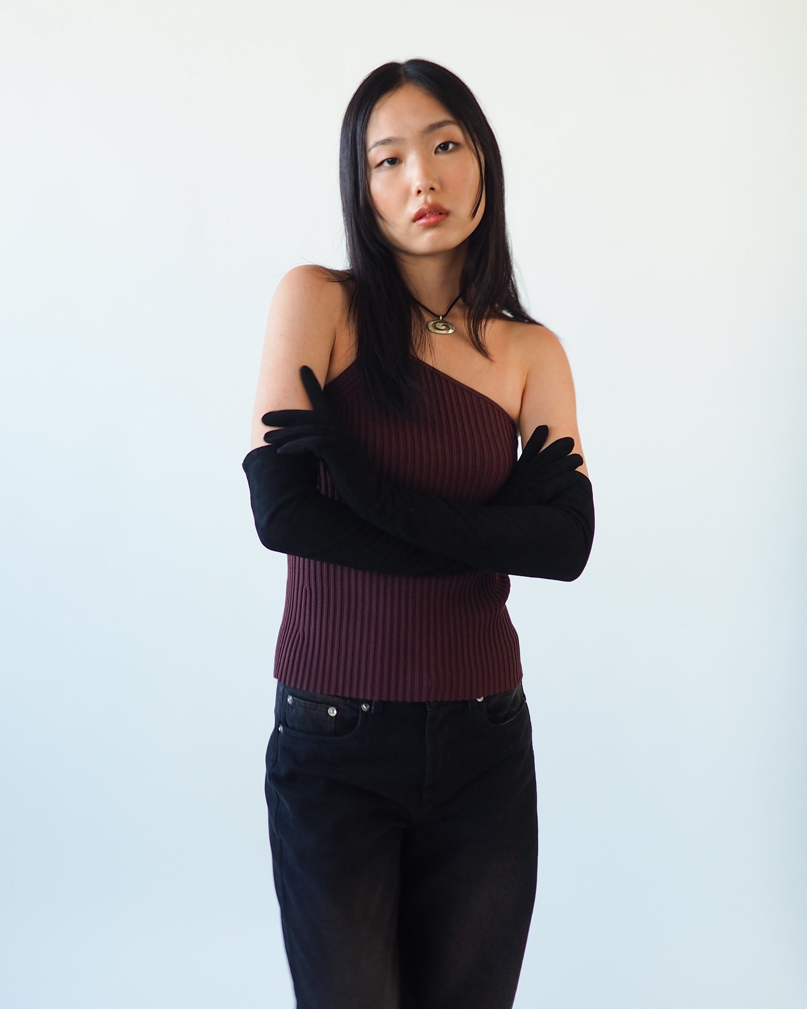Moonlight Opera Gloves in Black Suede Lambskin - CLYDE
