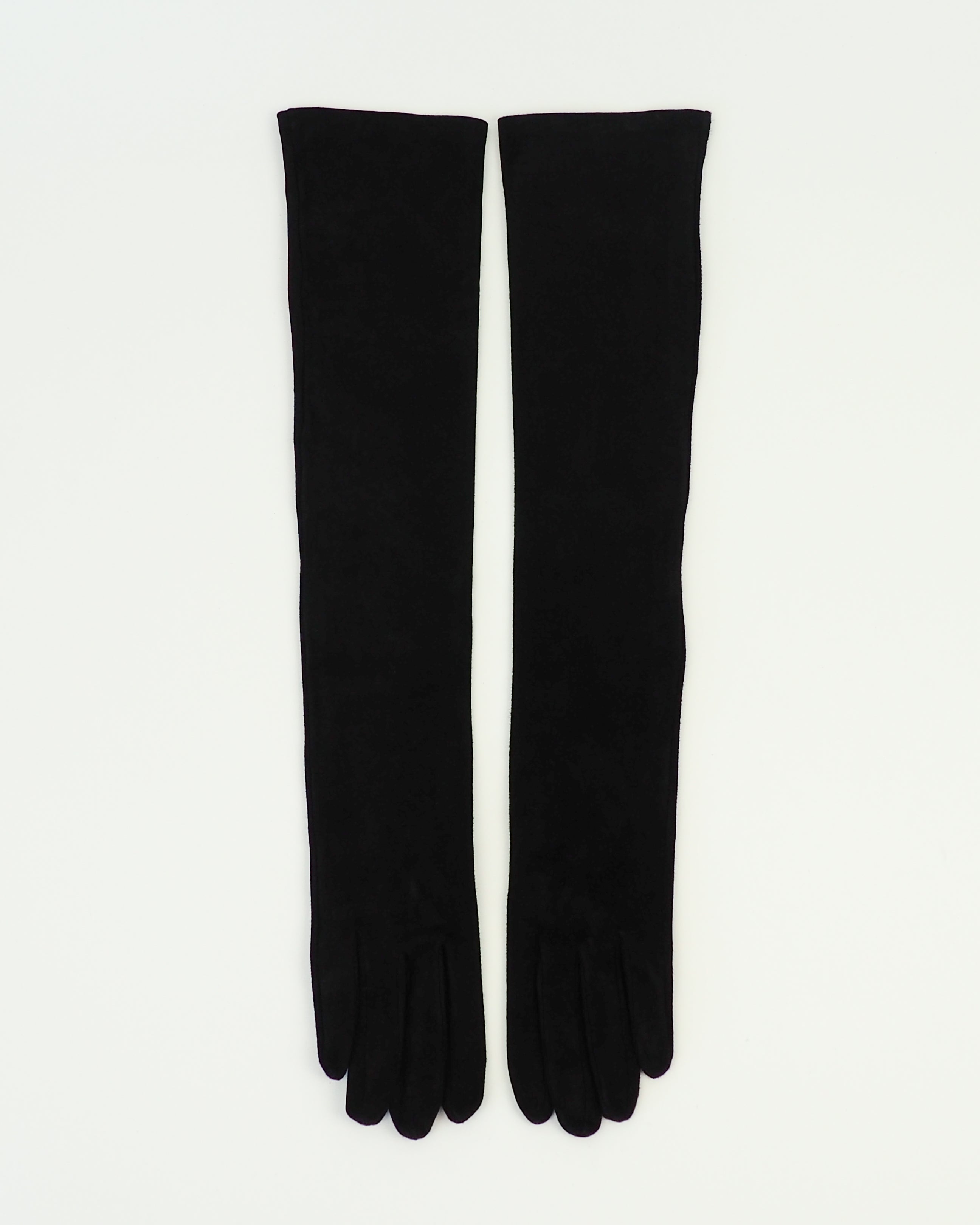 Moonlight Opera Gloves in Black Suede Lambskin - CLYDE