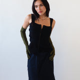 Moonlight Opera Gloves in Moss Suede Lambskin - CLYDE