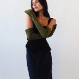 Moonlight Opera Gloves in Moss Suede Lambskin - CLYDE
