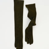 Moonlight Opera Gloves in Moss Suede Lambskin - CLYDE