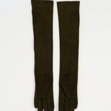 Moonlight Opera Gloves in Moss Suede Lambskin - CLYDE
