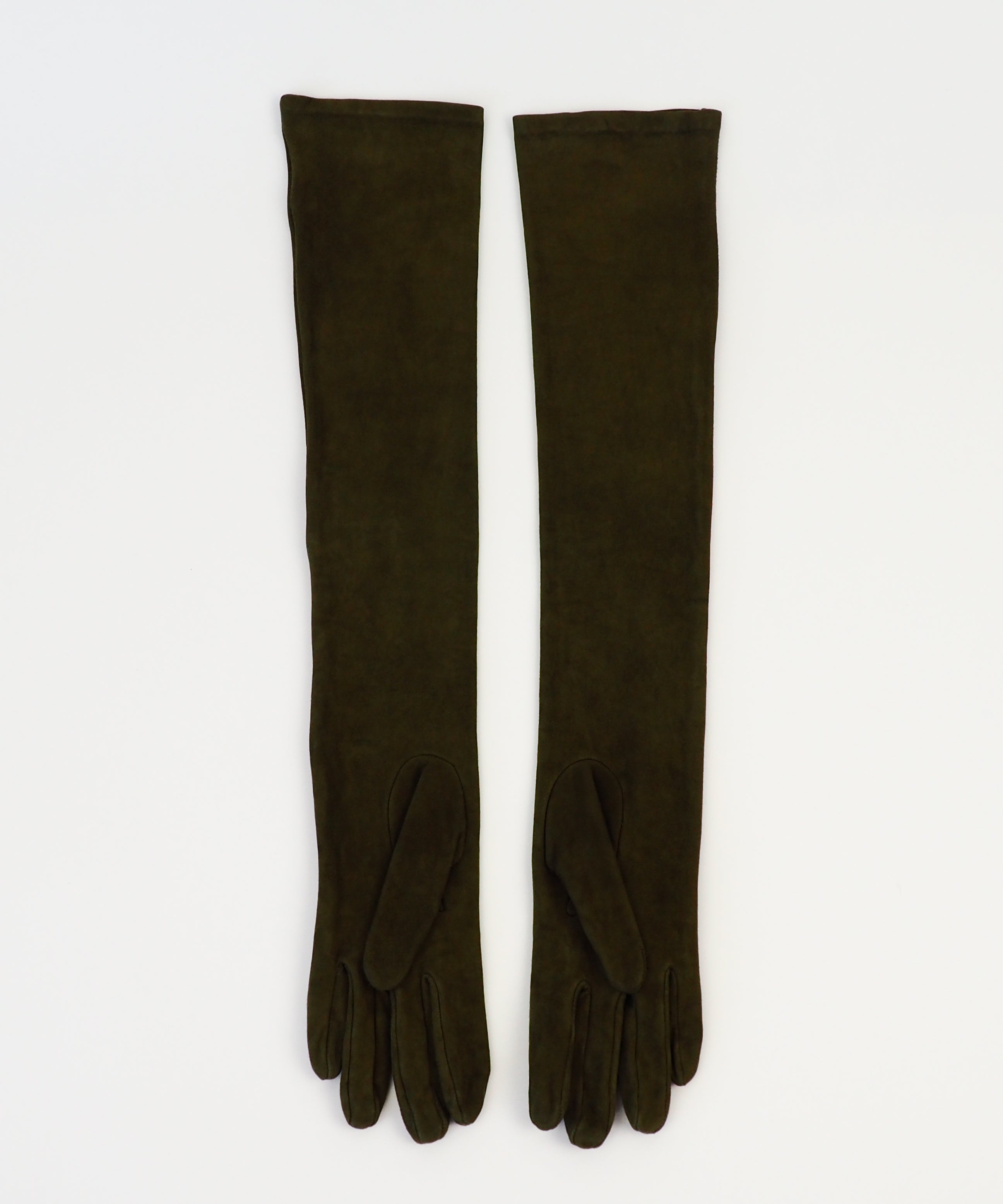 Moonlight Opera Gloves in Moss Suede Lambskin - CLYDE