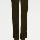 Moonlight Opera Gloves in Moss Suede Lambskin - CLYDE
