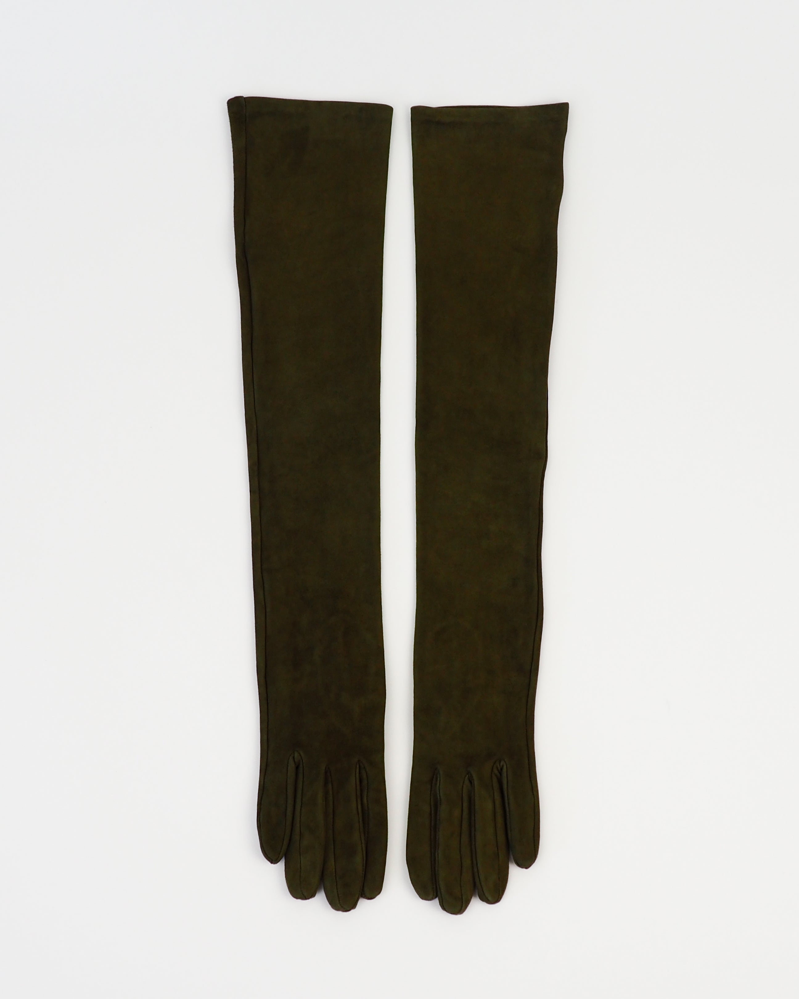 Moonlight Opera Gloves in Moss Suede Lambskin - CLYDE