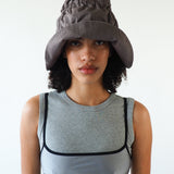 Moth Hat in Chocolate Gingham Poplin - CLYDE