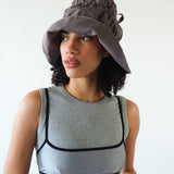 Moth Hat in Chocolate Gingham Poplin - CLYDE