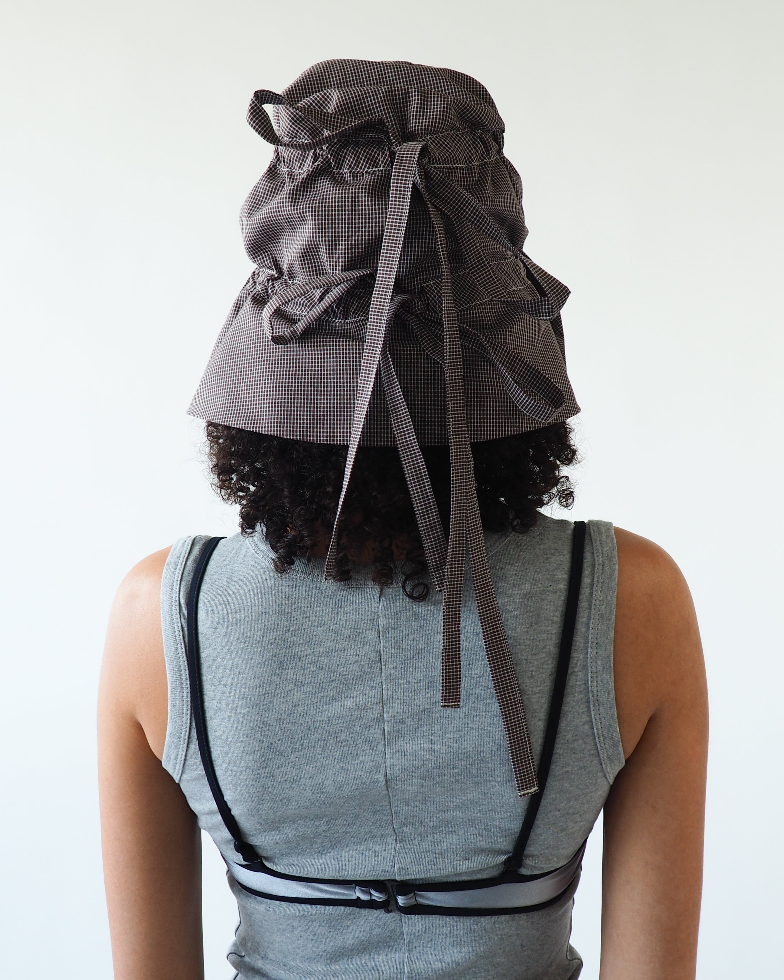 Moth Hat in Chocolate Gingham Poplin - CLYDE
