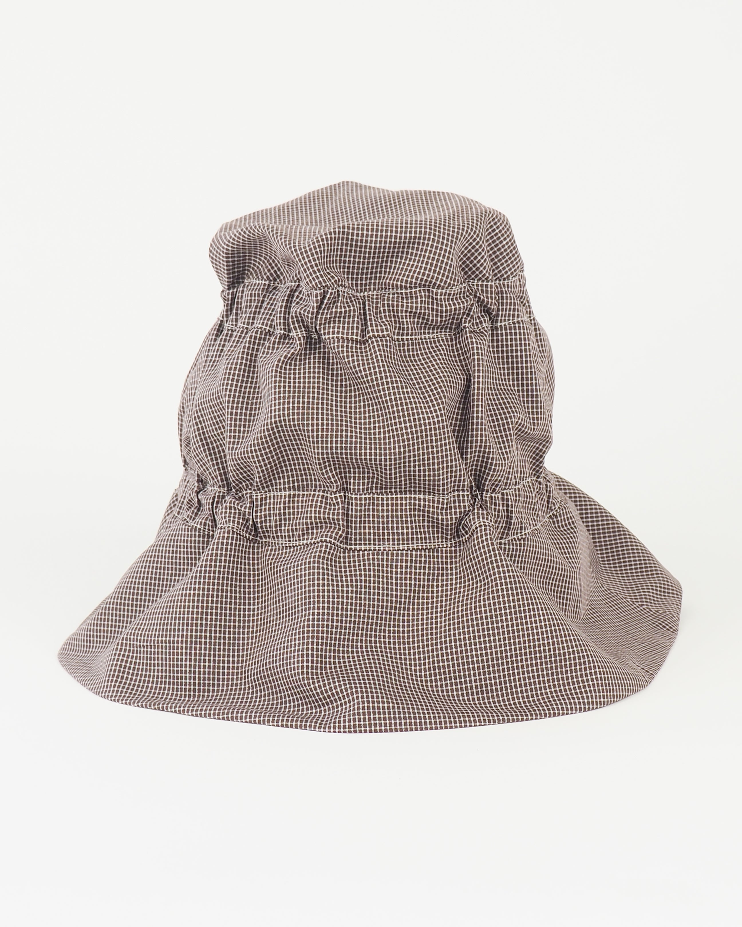 Moth Hat in Chocolate Gingham Poplin - CLYDE