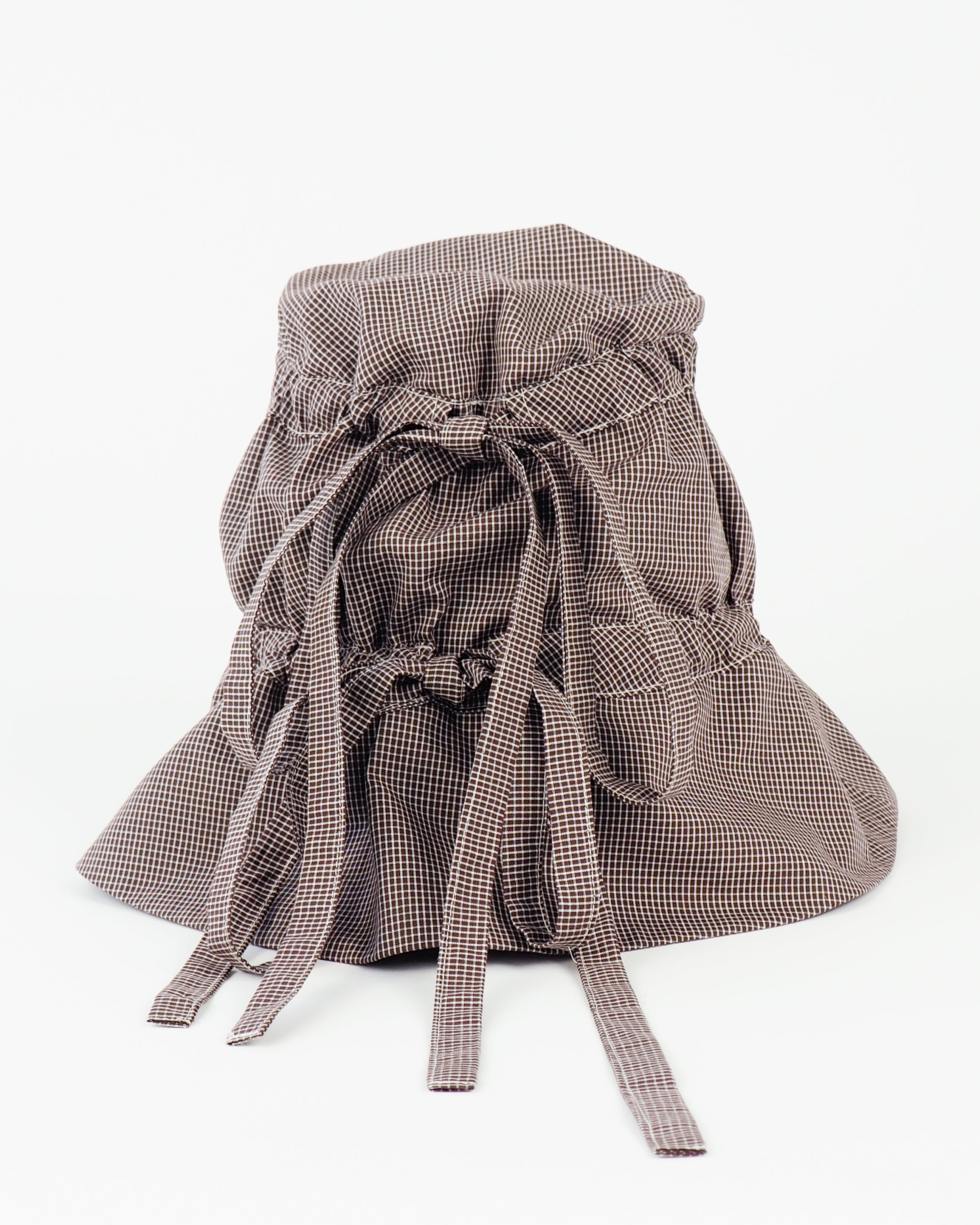 Moth Hat in Chocolate Gingham Poplin - CLYDE