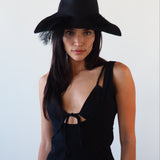 Plume Hat in Jet Velour Felt