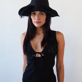 Plume Hat in Jet Velour Felt