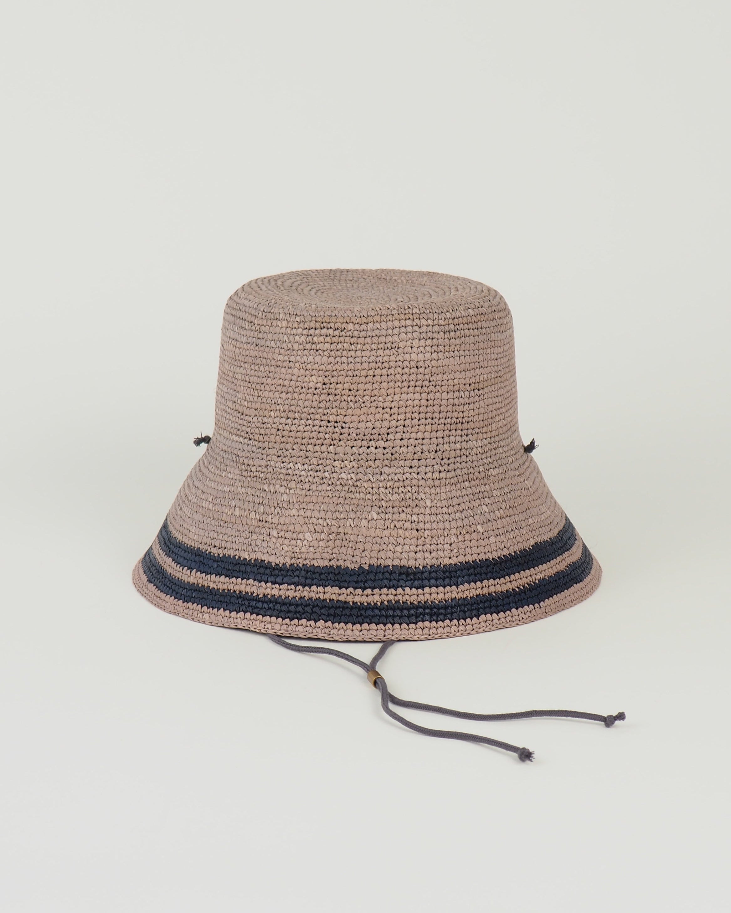 Aries Hat in Grey w. Navy Stripes - CLYDE