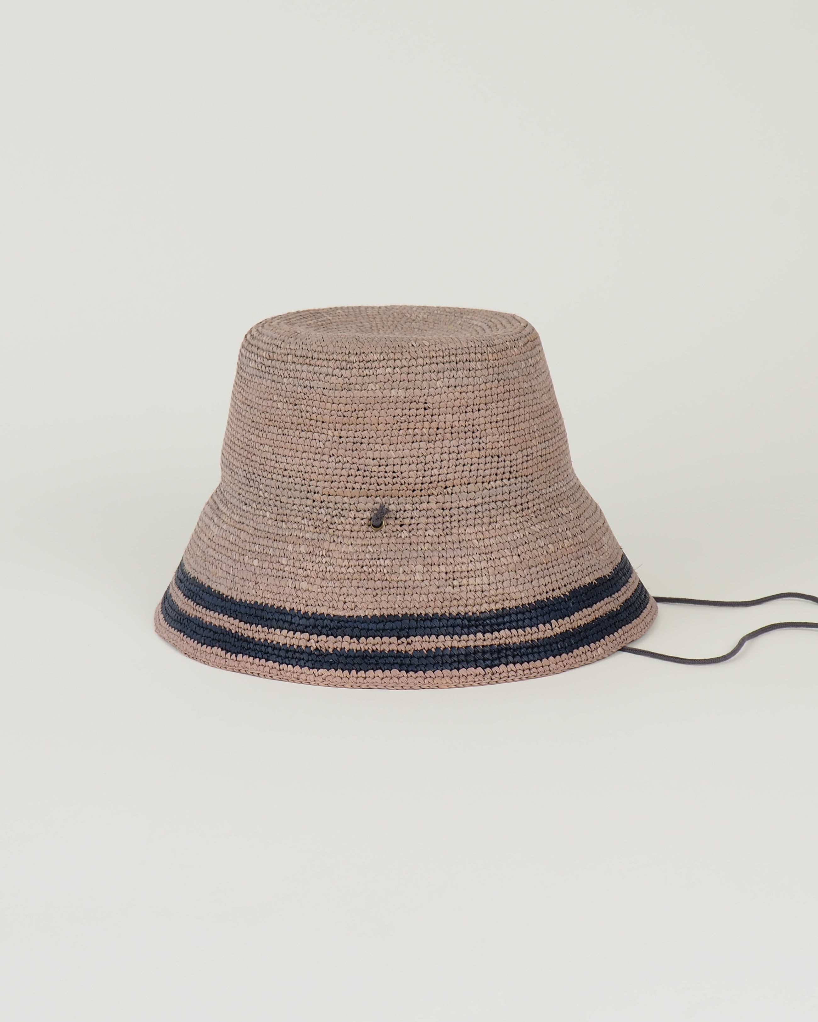 Aries Hat in Grey w. Navy Stripes - CLYDE