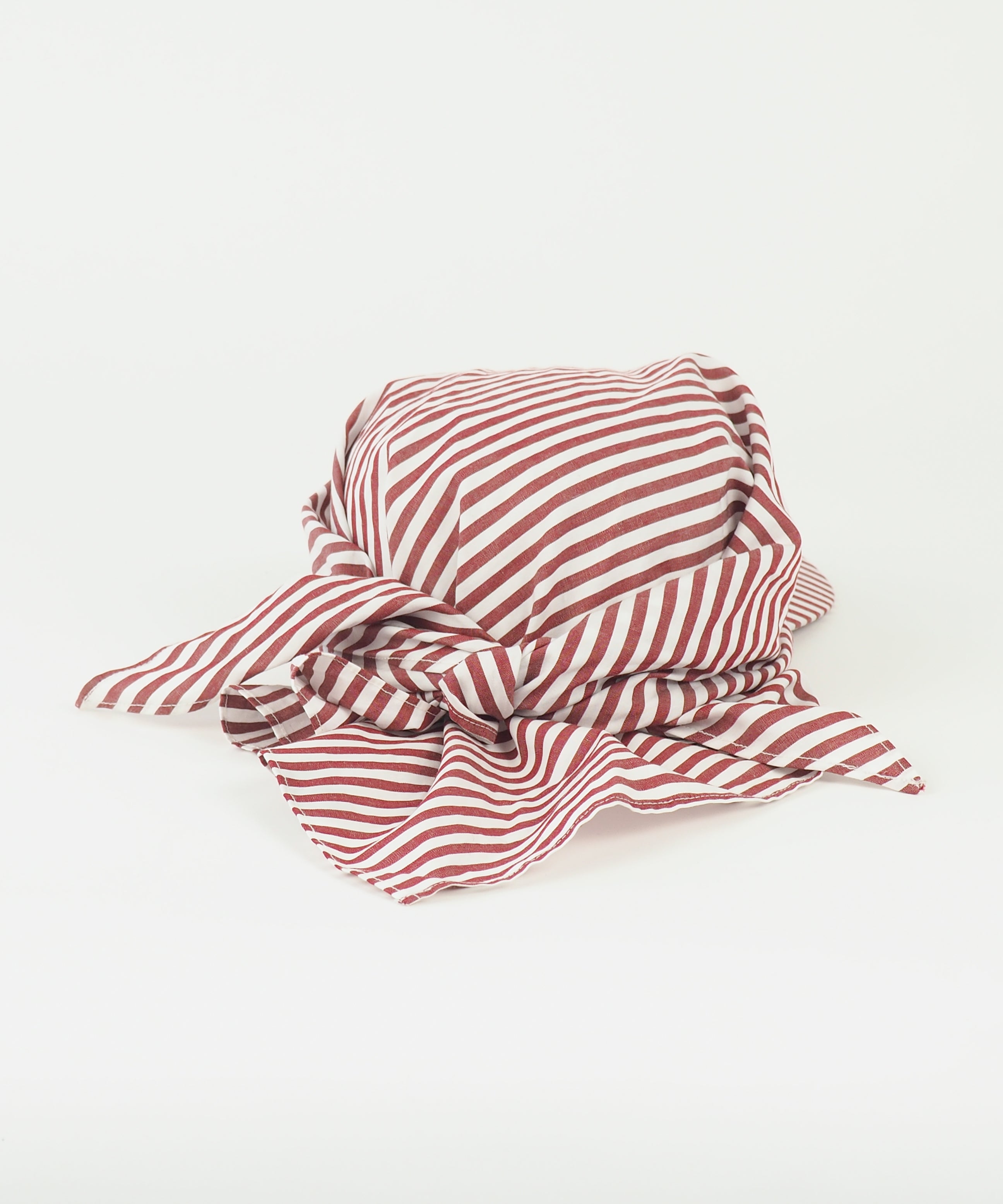 Brim Scarf in Wine White Stripe Poplin - CLYDE