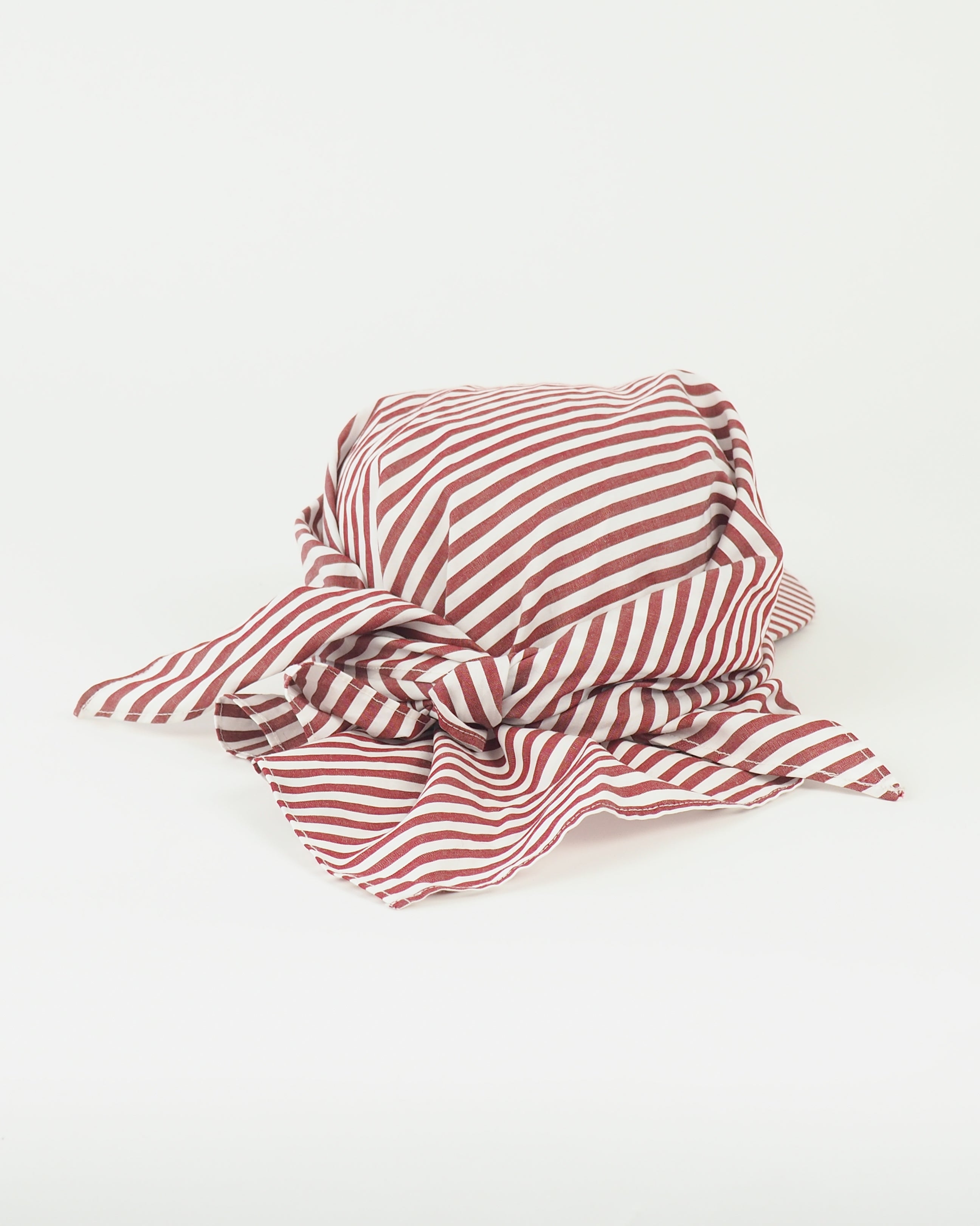 Brim Scarf in Wine White Stripe Poplin - CLYDE