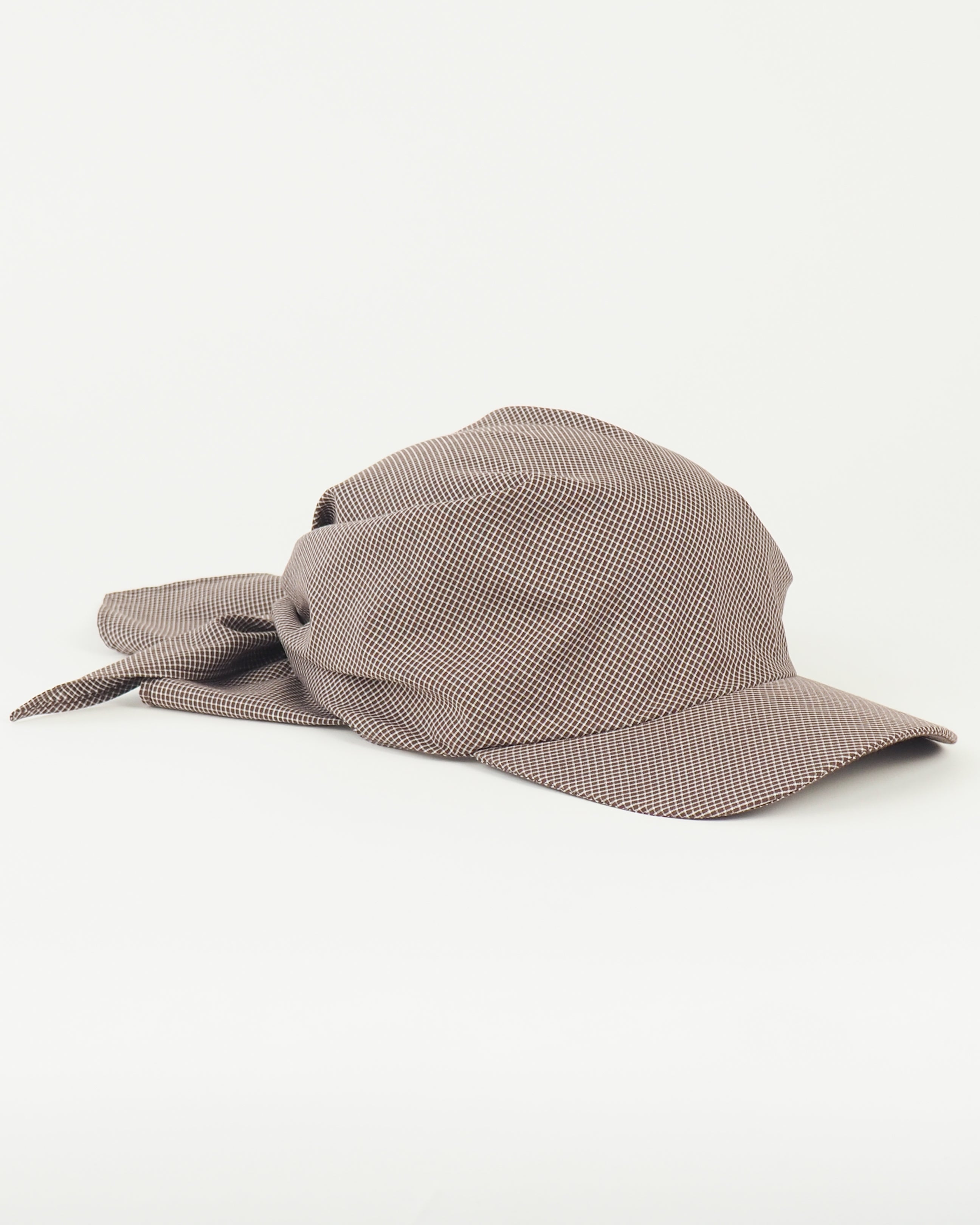 Brim Scarf in Chocolate Gingham Poplin - CLYDE