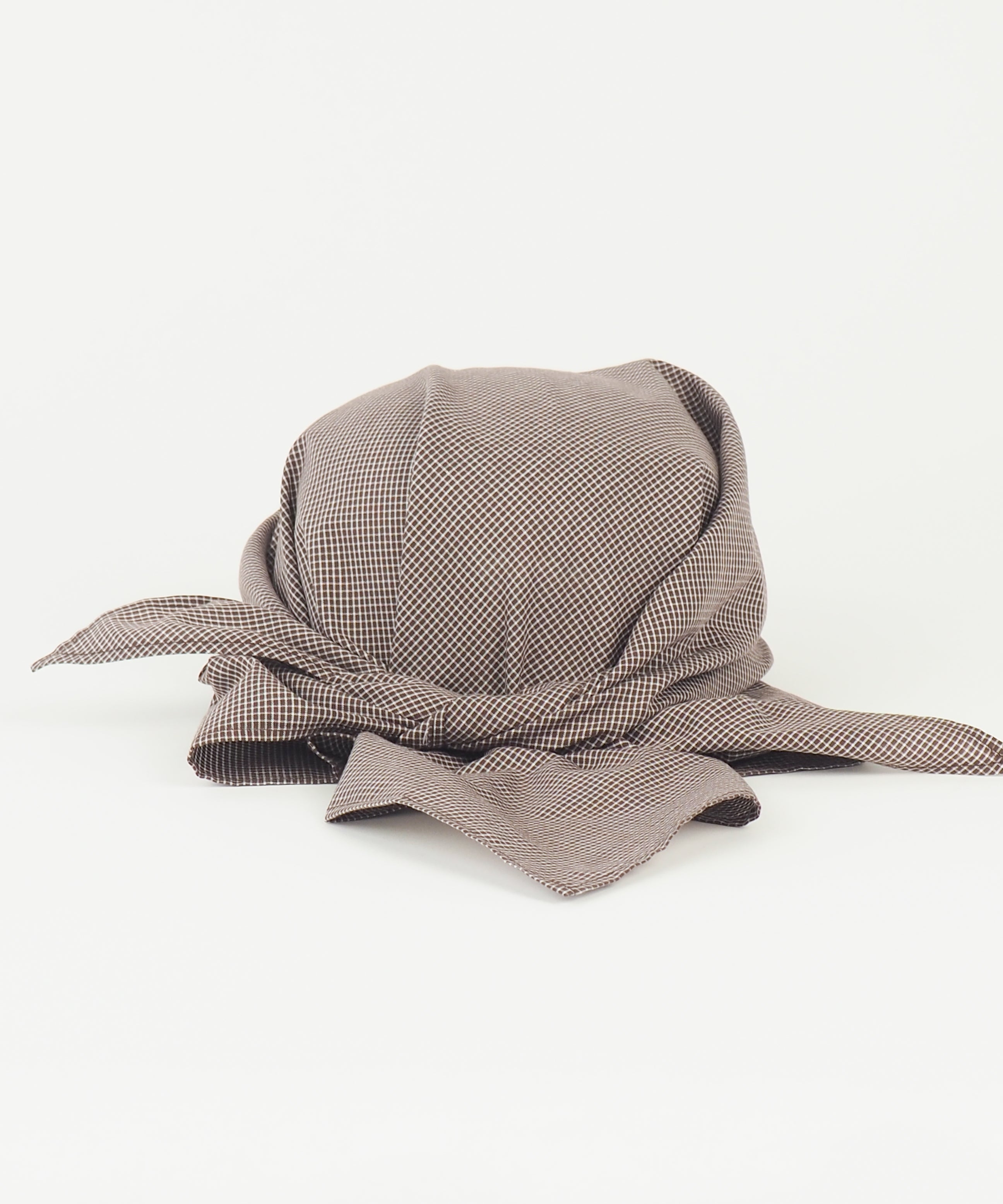 Brim Scarf in Chocolate Gingham Poplin - CLYDE