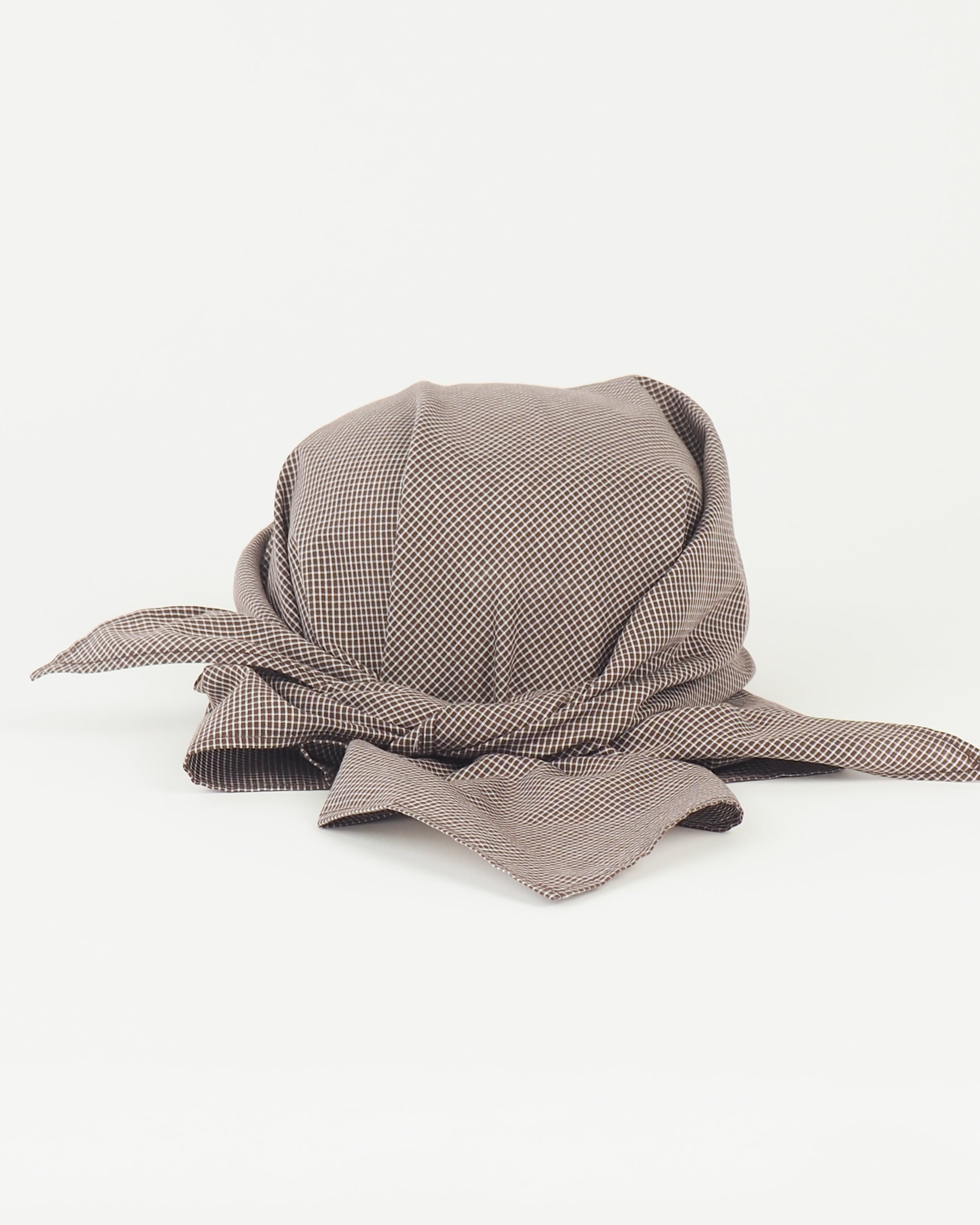 Brim Scarf in Chocolate Gingham Poplin - CLYDE