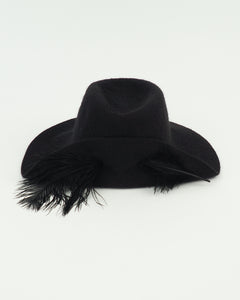 Plume Hat in Jet Velour Felt - CLYDE