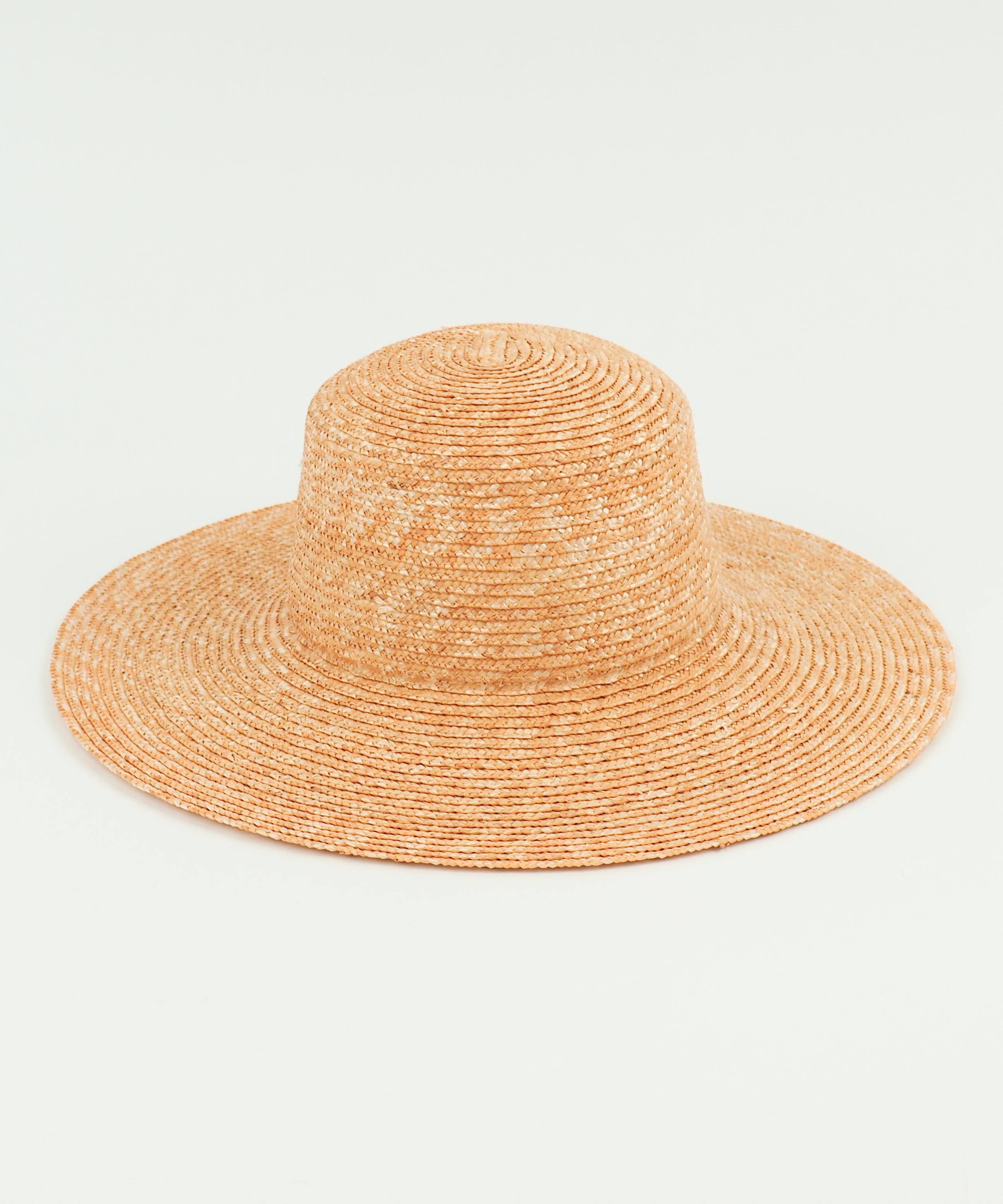 Medium Brim Flat Top Hat in Sand Straw - CLYDE